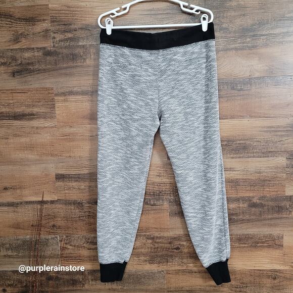 Green Tea Joggers XL Terry Knit High Rise Black White Stretch Athleisure Active - Picture 2 of 10